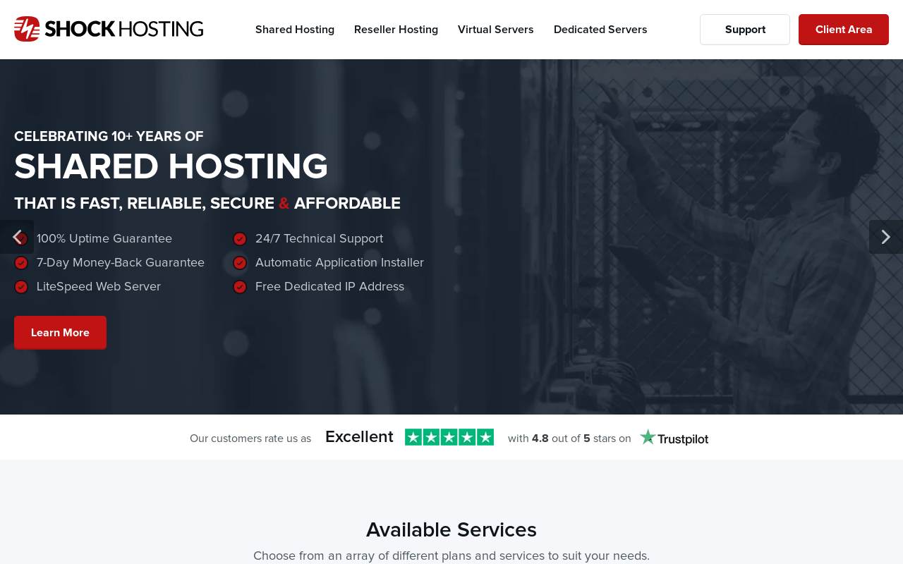 ShockHosting 官网截图
